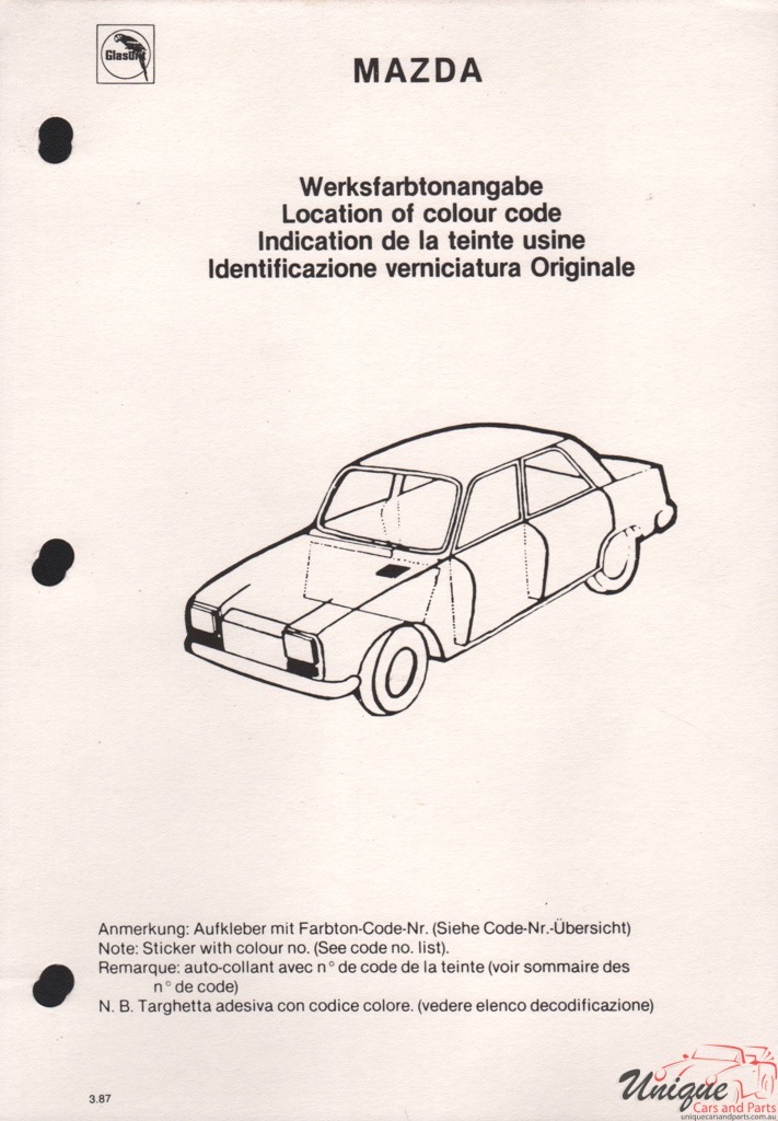 1988 Mazda Paint Charts Glasurit 9